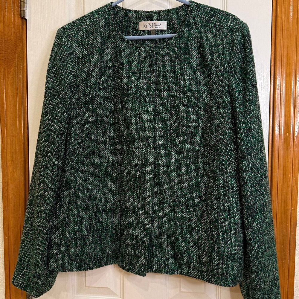 Kasper Green Tweed Jacket, size 14 - Excellent condition!